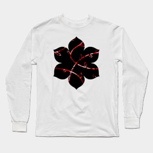 Jagged Leaves, Red Long Sleeve T-Shirt